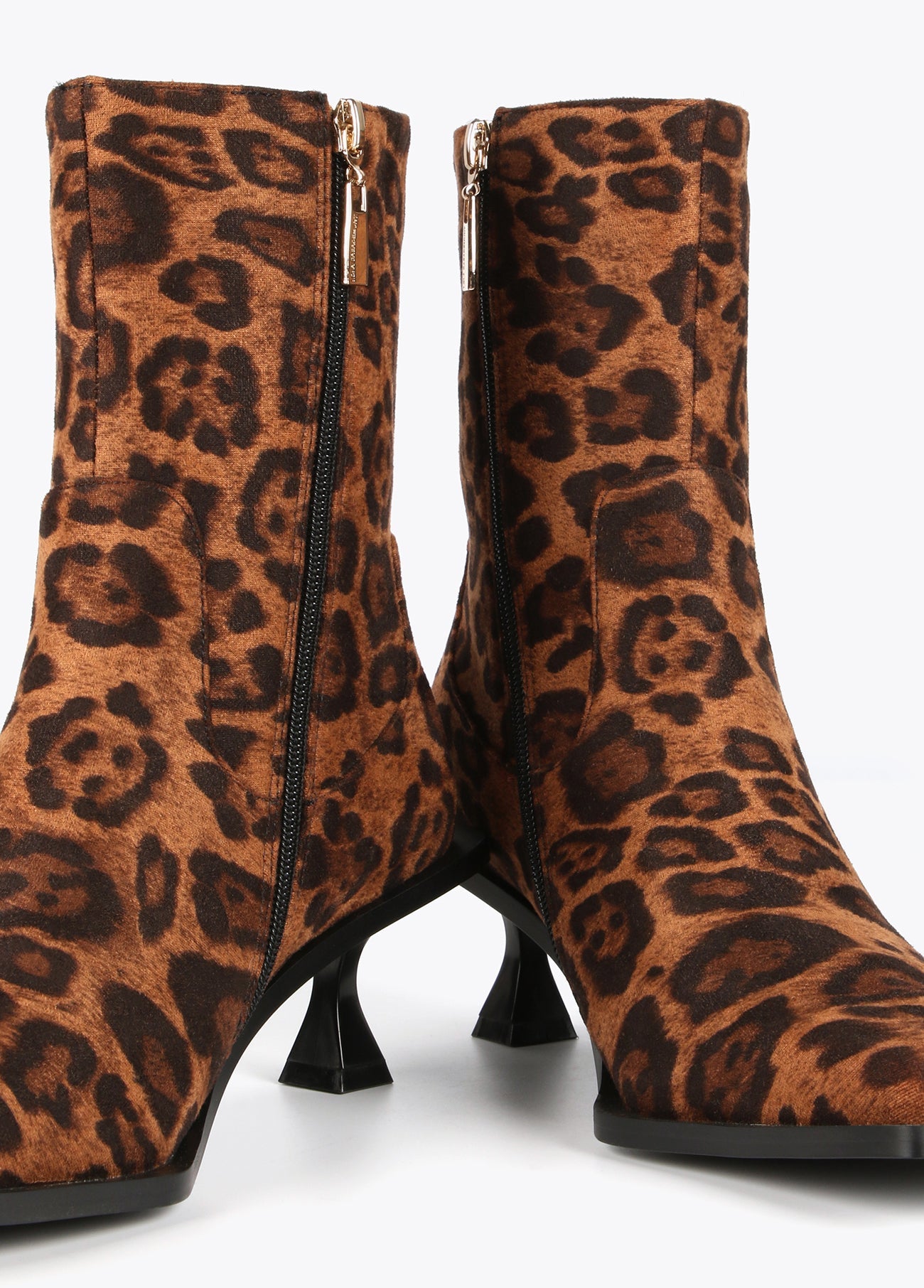 Animal print fabric ankle boots
