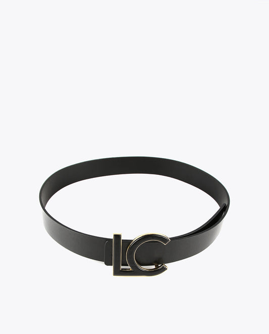 Faux leather belt with covered buckle