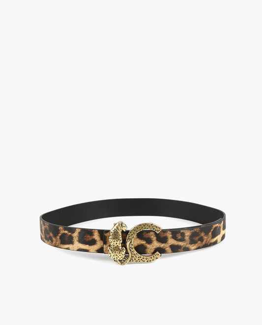 Reversible animal print belt