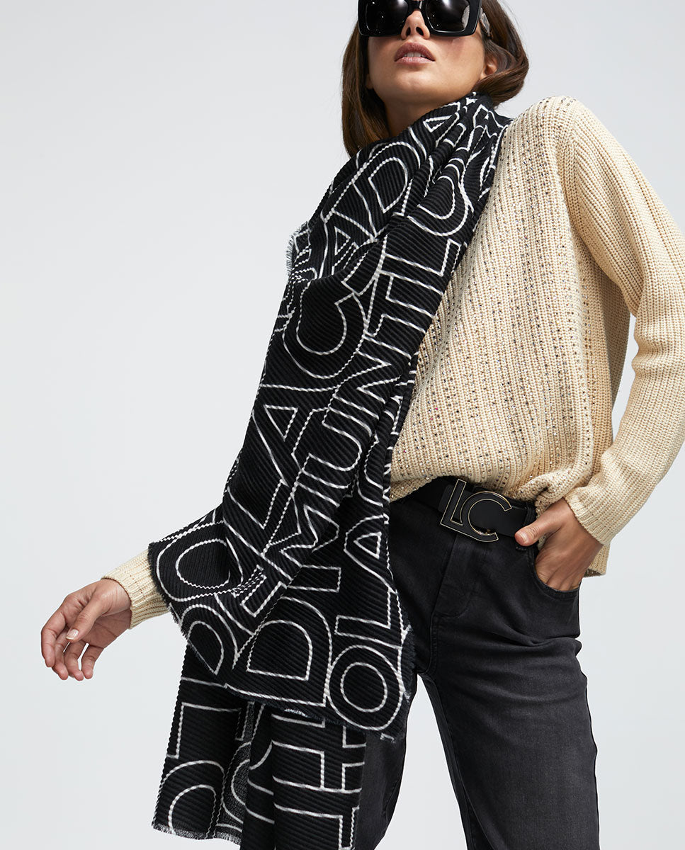 Pleated logo scarf