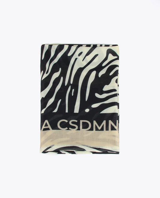 Logo and zebra print scarf