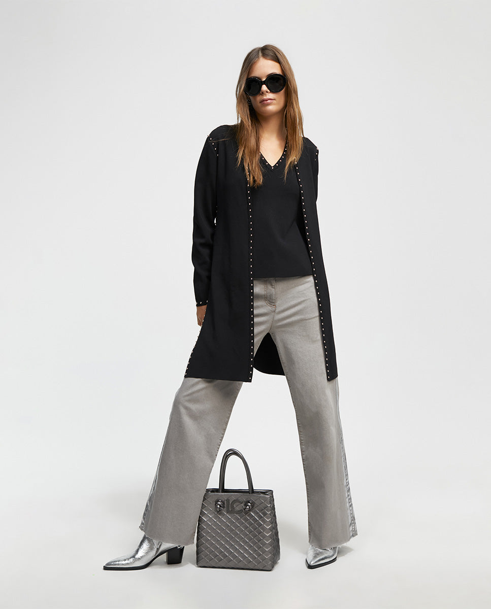 Studded knit cardigan