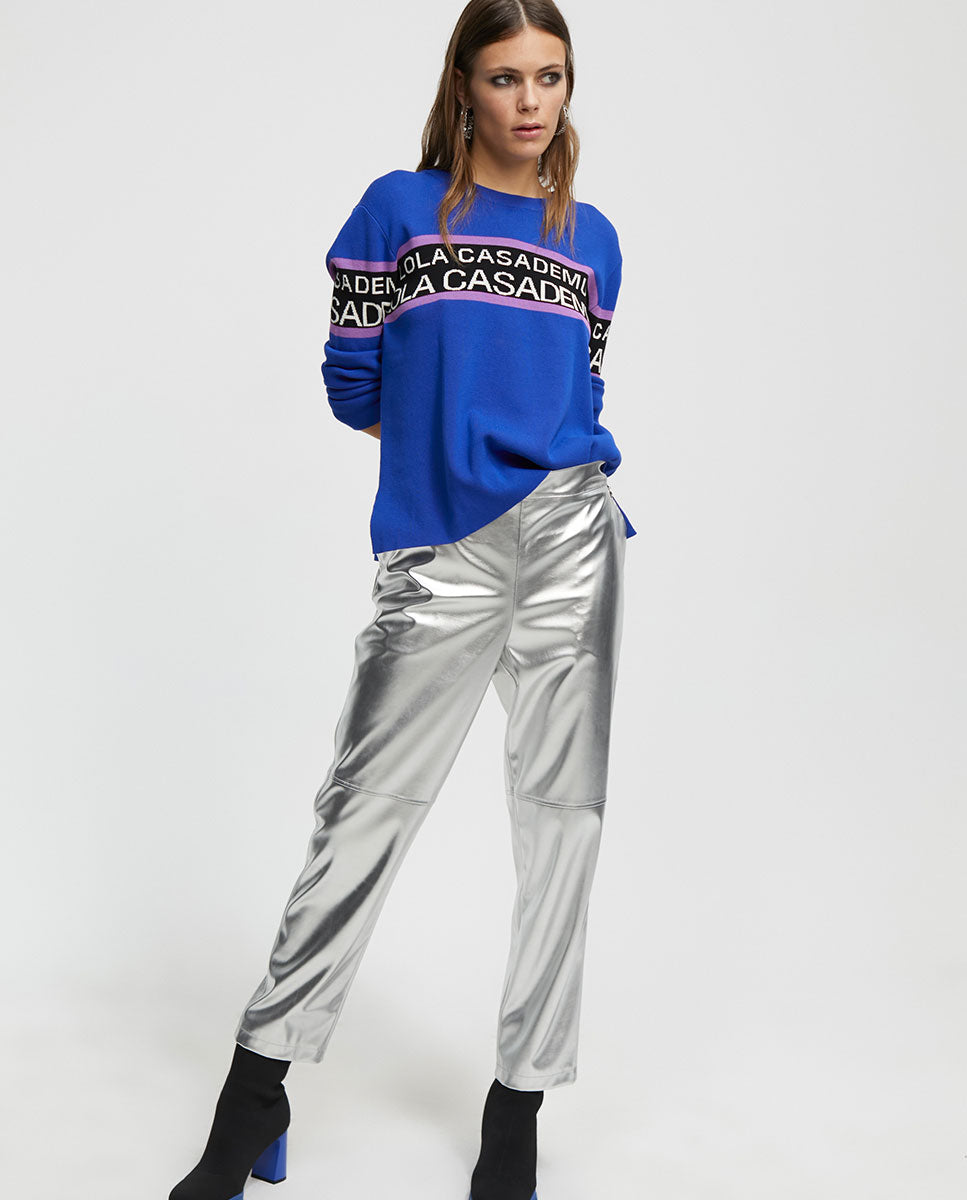 Knit sweater with logo