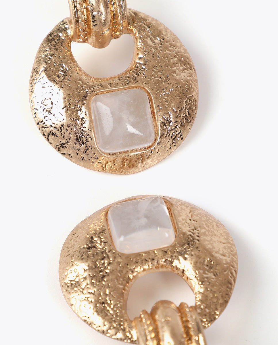 Hammered Metal Inlaid Earrings