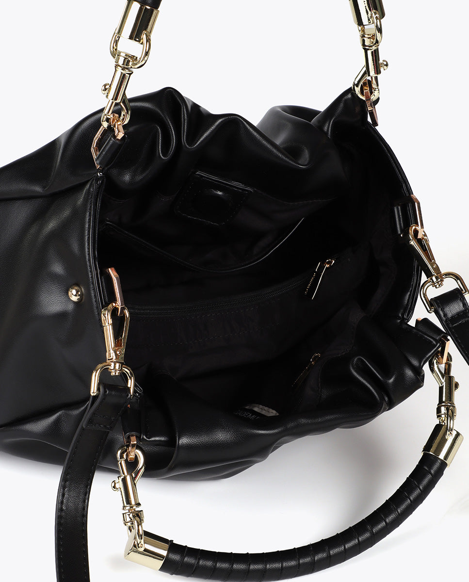 Crossbody Bag Leather Effect with Braided Handle and Metal Details