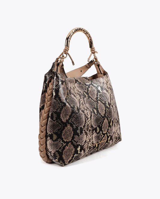 Metallic Handle Shopper Bag