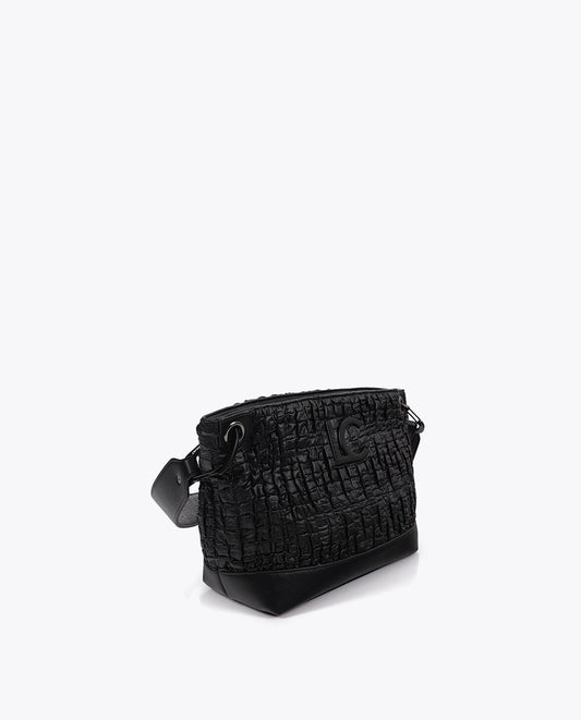 Ruched Faux Leather Crossbody