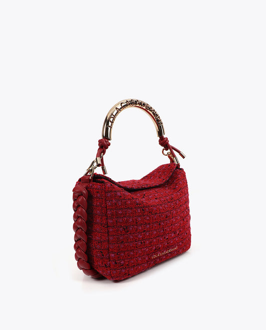 Metallic Handle Customized Tweed Shoulder Bag