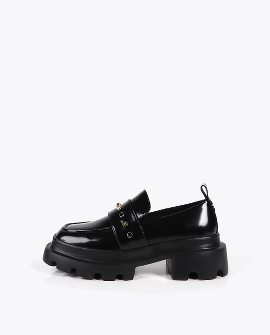 Square Toe Loafer with Stud Detail