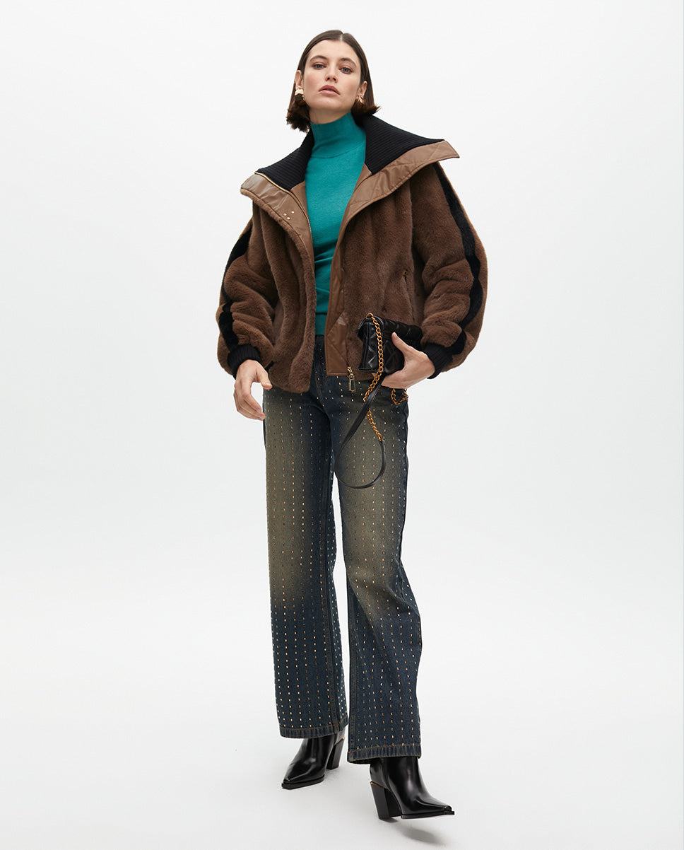 Worn Wideleg Jeans with Copper Details