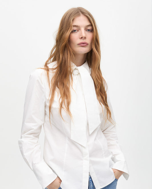 Fitted Poplin Shirt with Removable Bow Tie and Laser Cut Logo