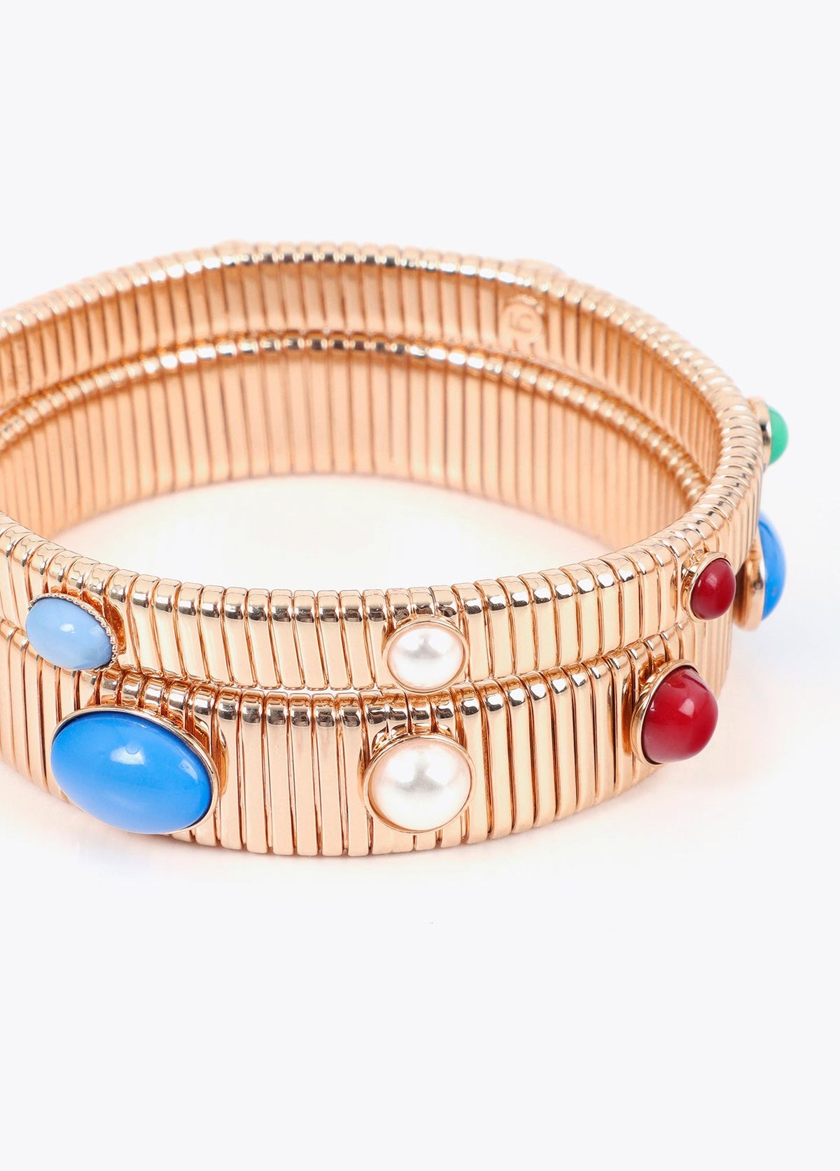 lf2603015-Embossed texture bracelets with inlays-Metal-Multicolor