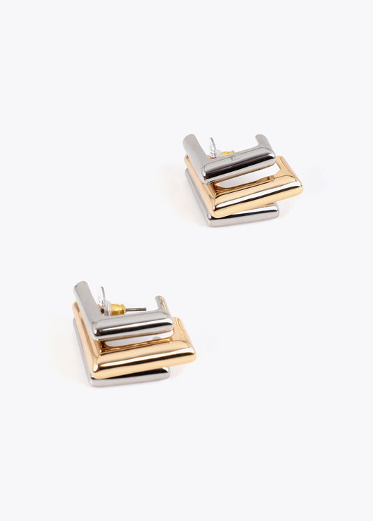 lf2603052-Two-tone geometric earring-Metal-Metal
