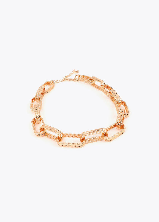 lf2603061-Textured chain necklace-Gold