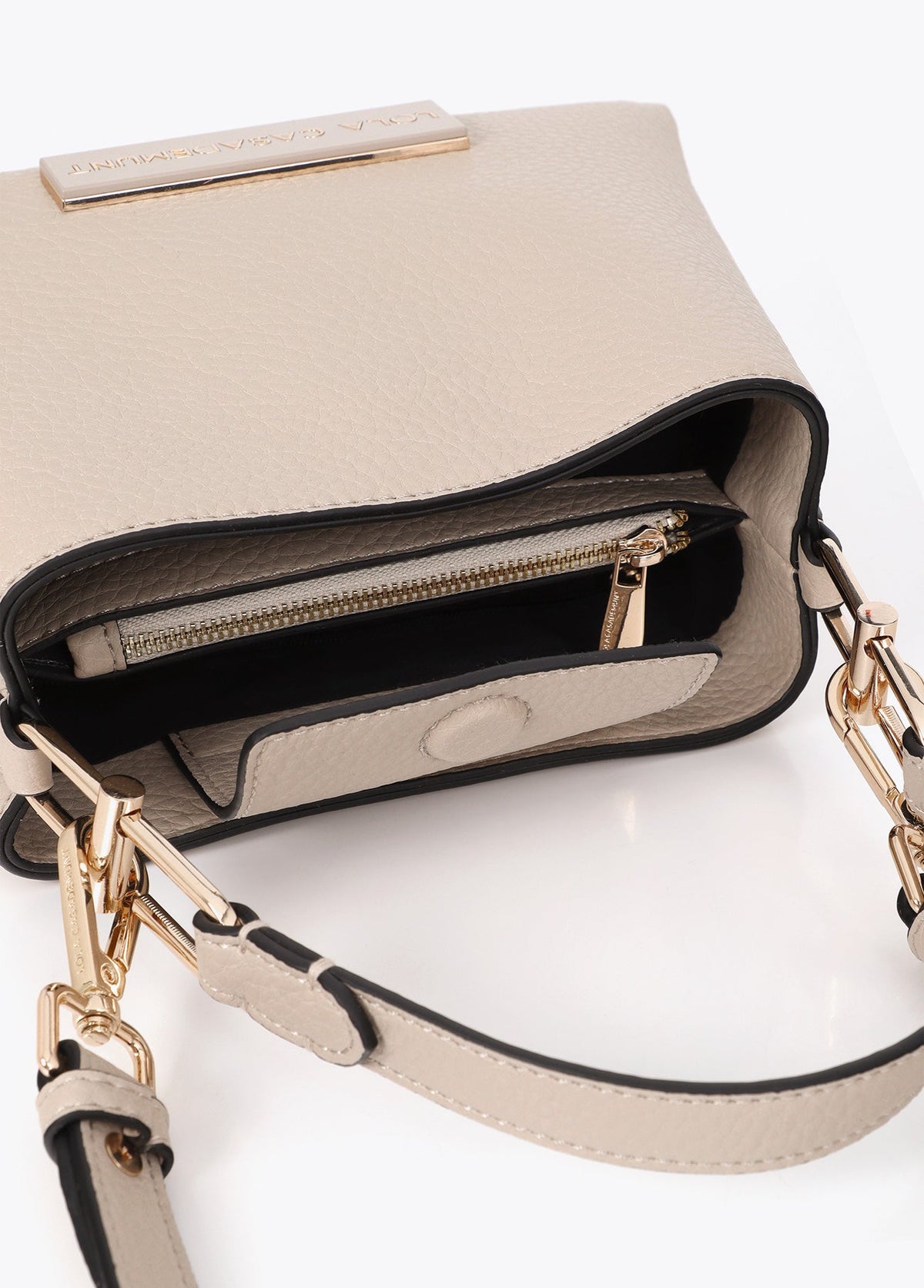 lf2604049-Matching logo faux leather shoulder bag-Ecru