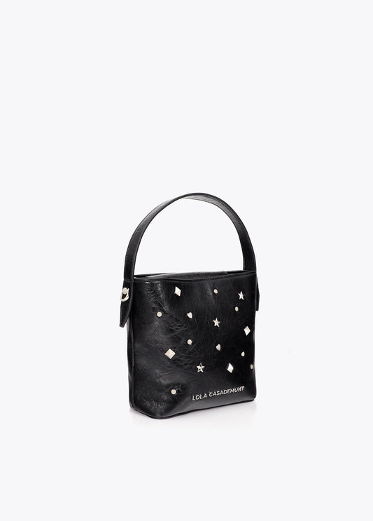 lf2604060-Star and heart studded shoulder bag-Black