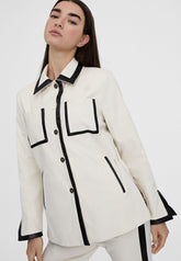 LS2402013-Ecru-Gathered jacket with pockets
