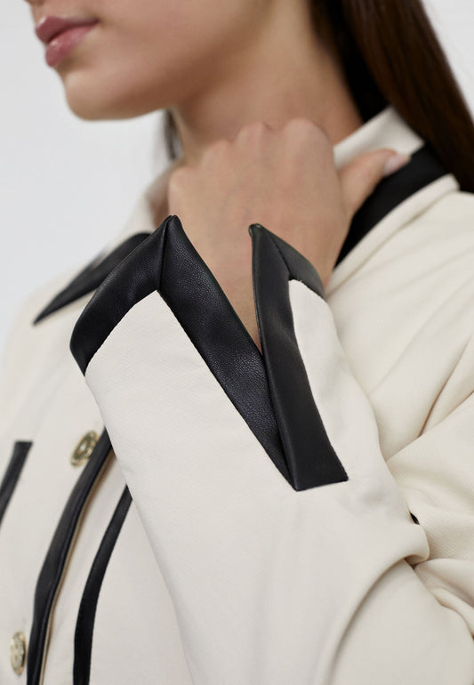 LS2402013-Ecru-Gathered jacket with pockets