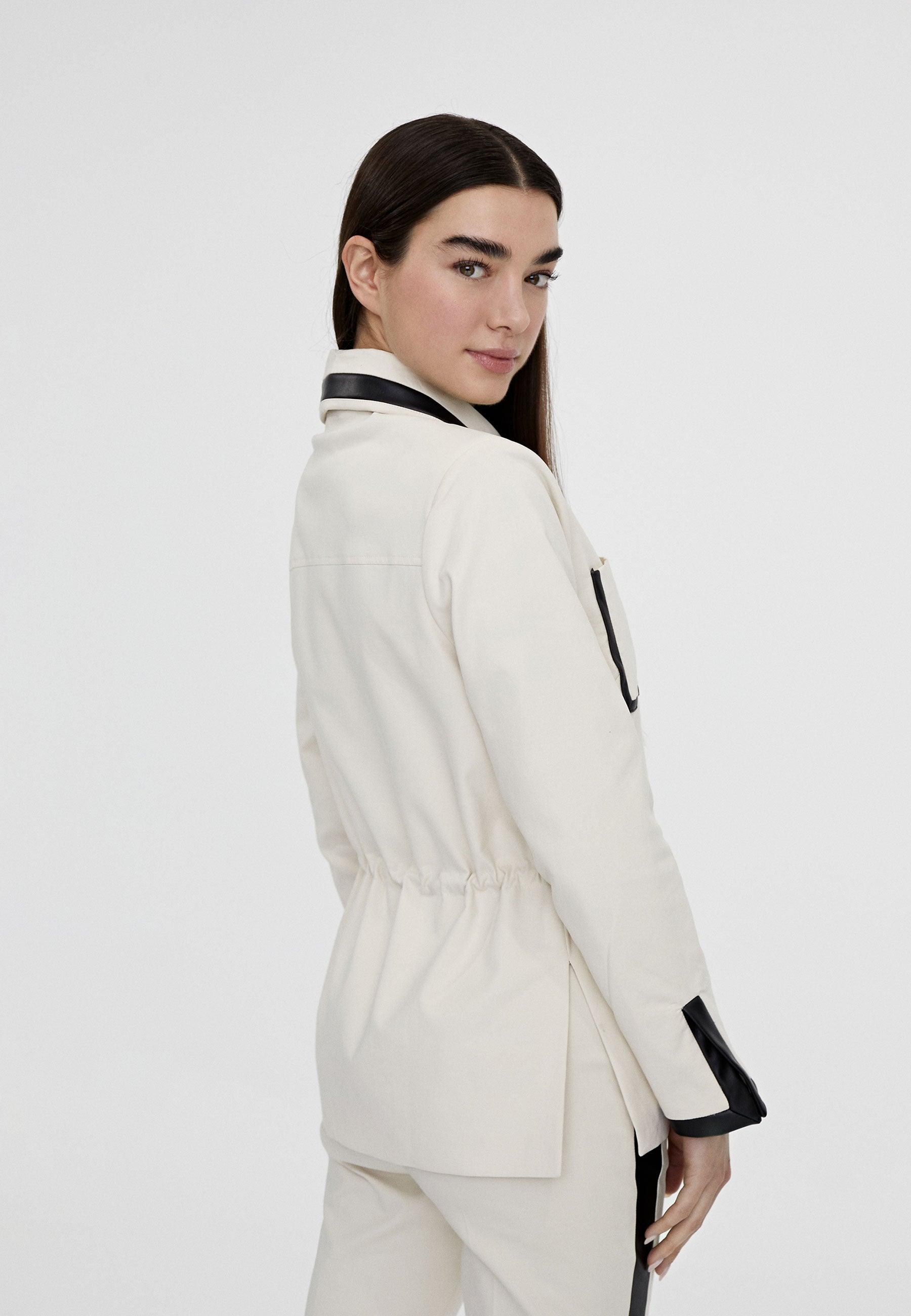 LS2402013-Ecru-Gathered jacket with pockets