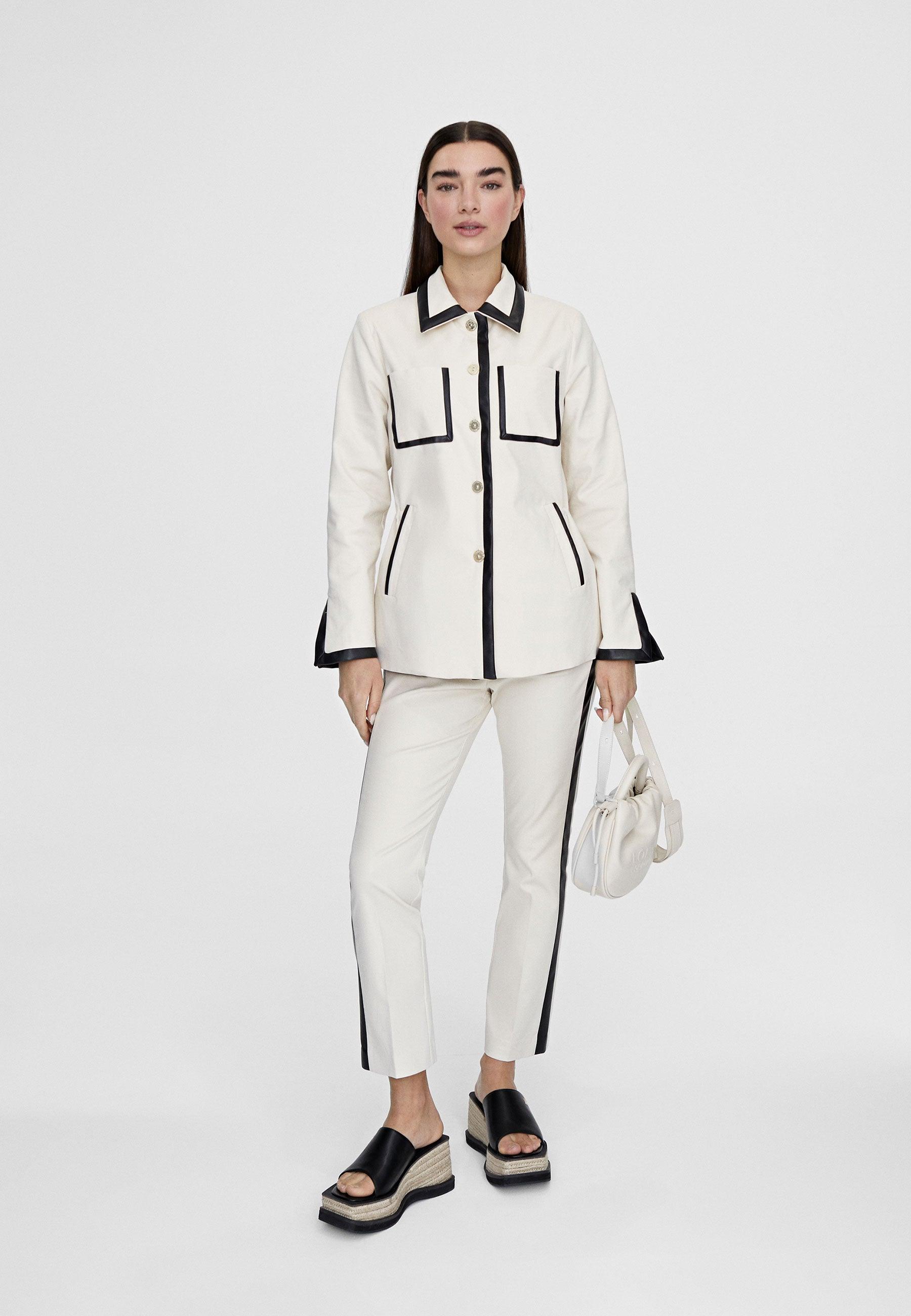 LS2402013-Ecru-Gathered jacket with pockets