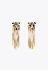LS2403004-Gold-Leopard earrings with fringing