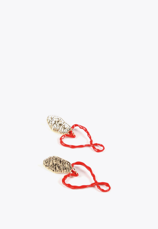 LS2403008-Red-Lacquered heart earrings