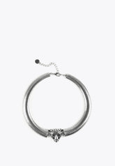 LS2403041-Silver-Leopard head necklace