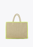 LS2404001-Brown-Green-Tote bag with neon trims