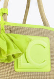 LS2404001-Brown-Green-Tote bag with neon trims