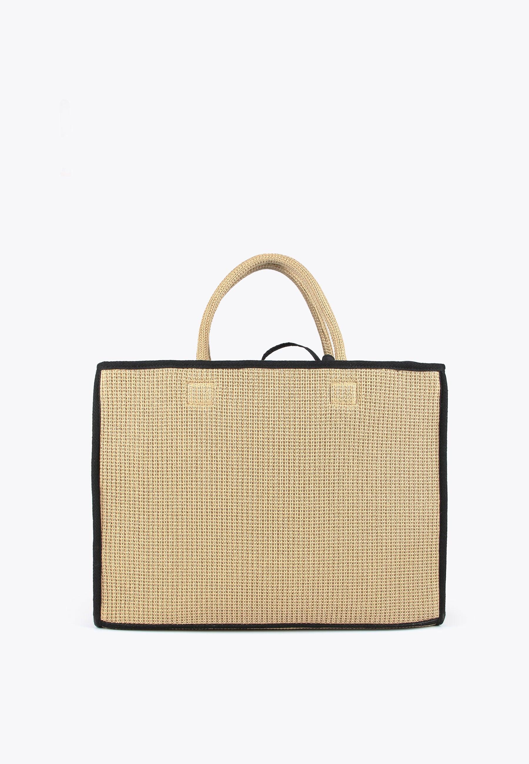 LS2404001-Brown-Black-Tote bag with neon trims