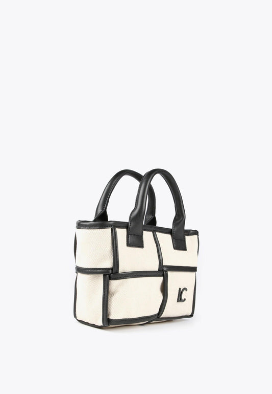 LS2404013-Ecru-Black-Crossbody bag with contrasting details
