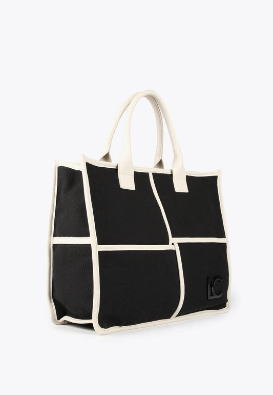 LS2404024-Black-Ecru-Black and white tote bag