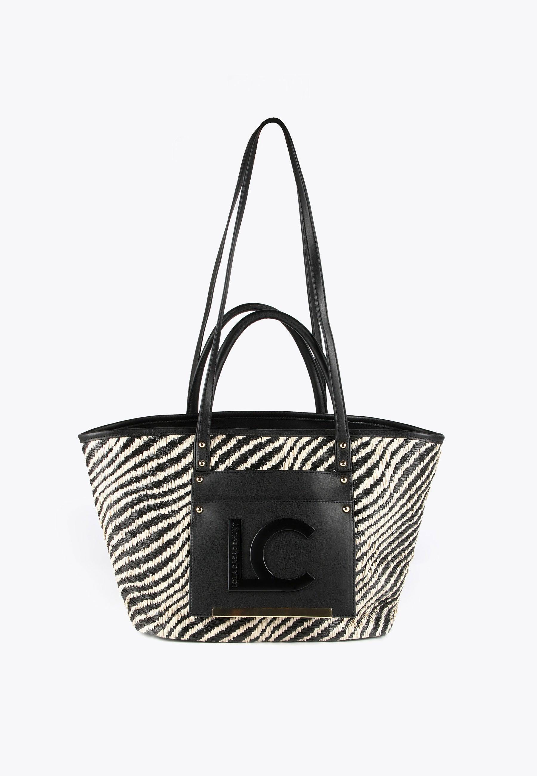 LS2404063-Black-White-Basket-style tote bag