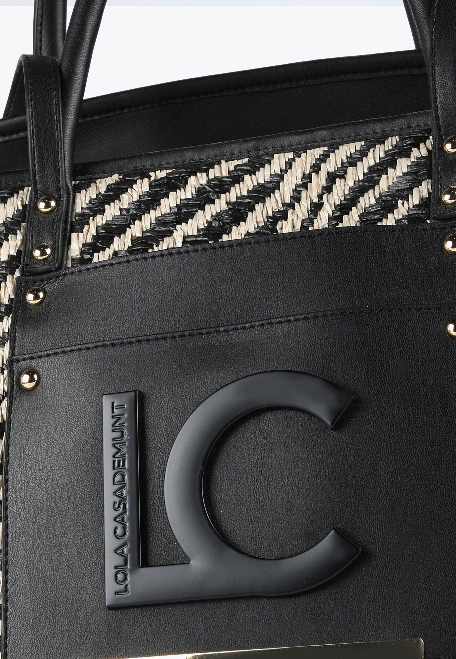 LS2404063-Black-White-Basket-style tote bag