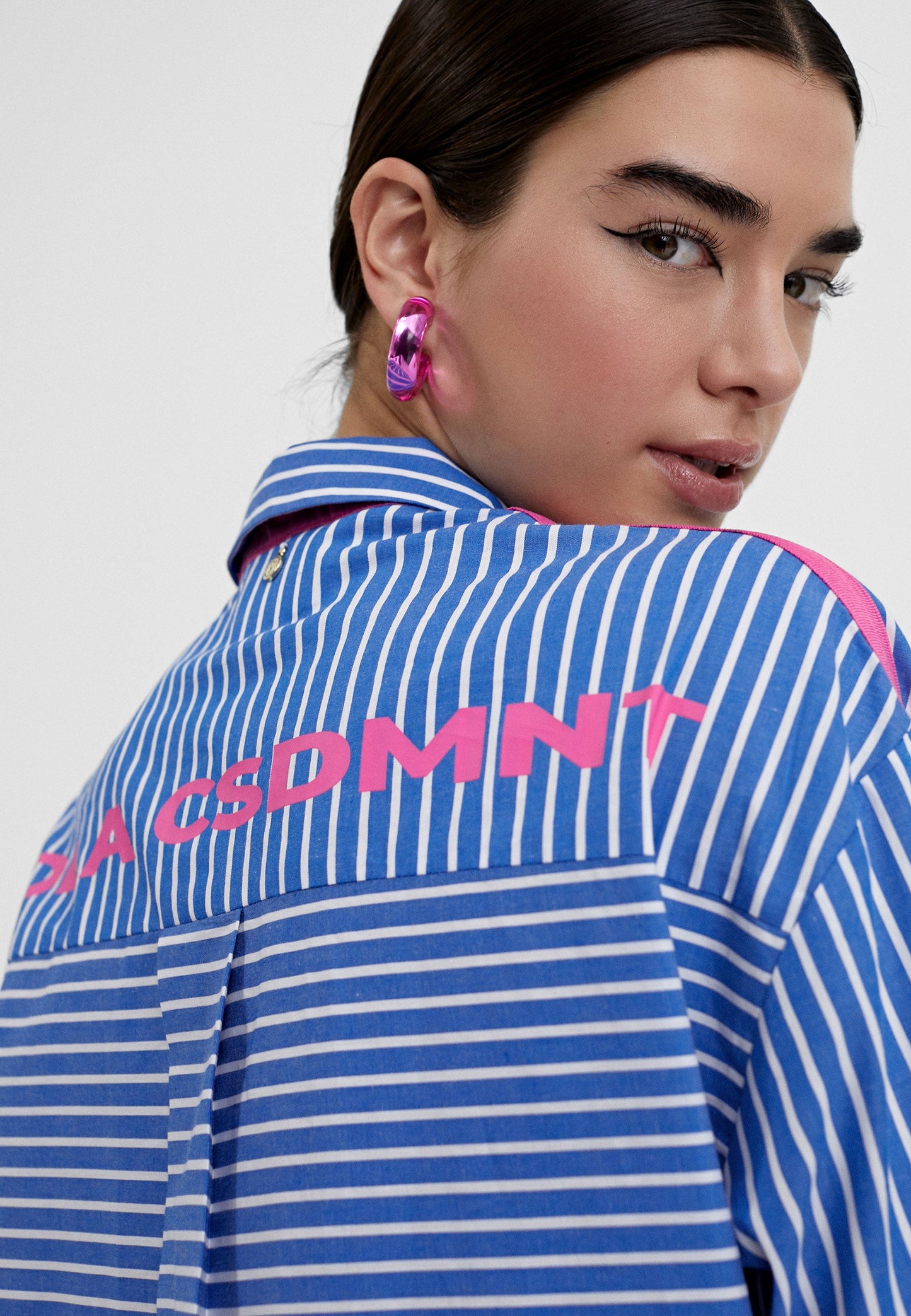 LS2415016-Blue-White-Oversize striped shirt