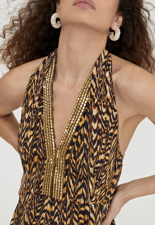 LS2416053-Black-Brown-Animal print halter dress