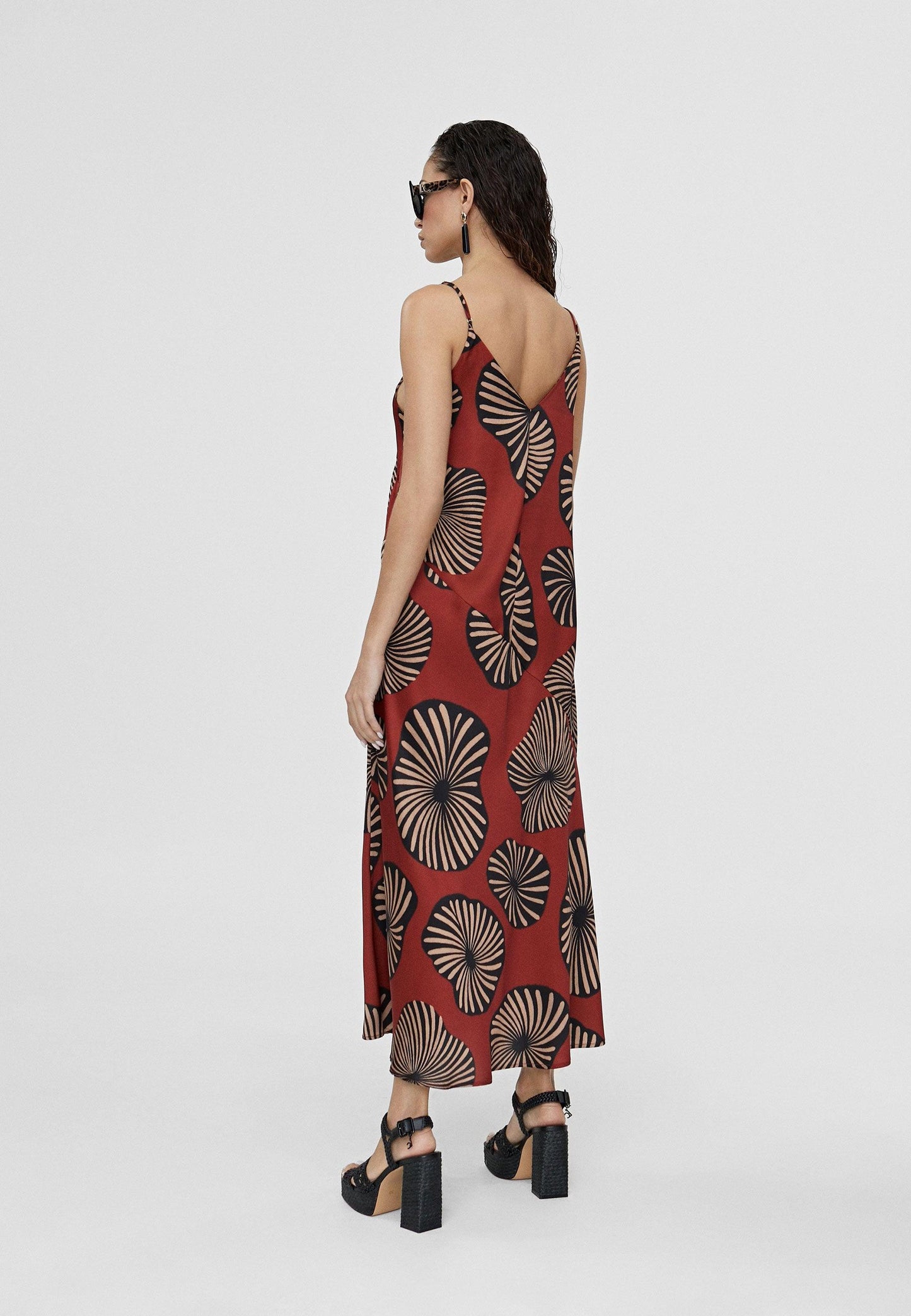 LS2416086-Red-Black-Long printed dress