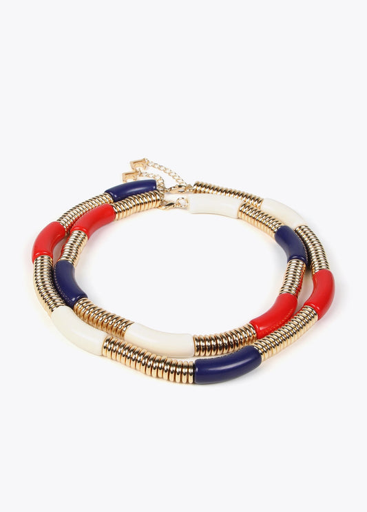 Double necklace with acrylic pieces