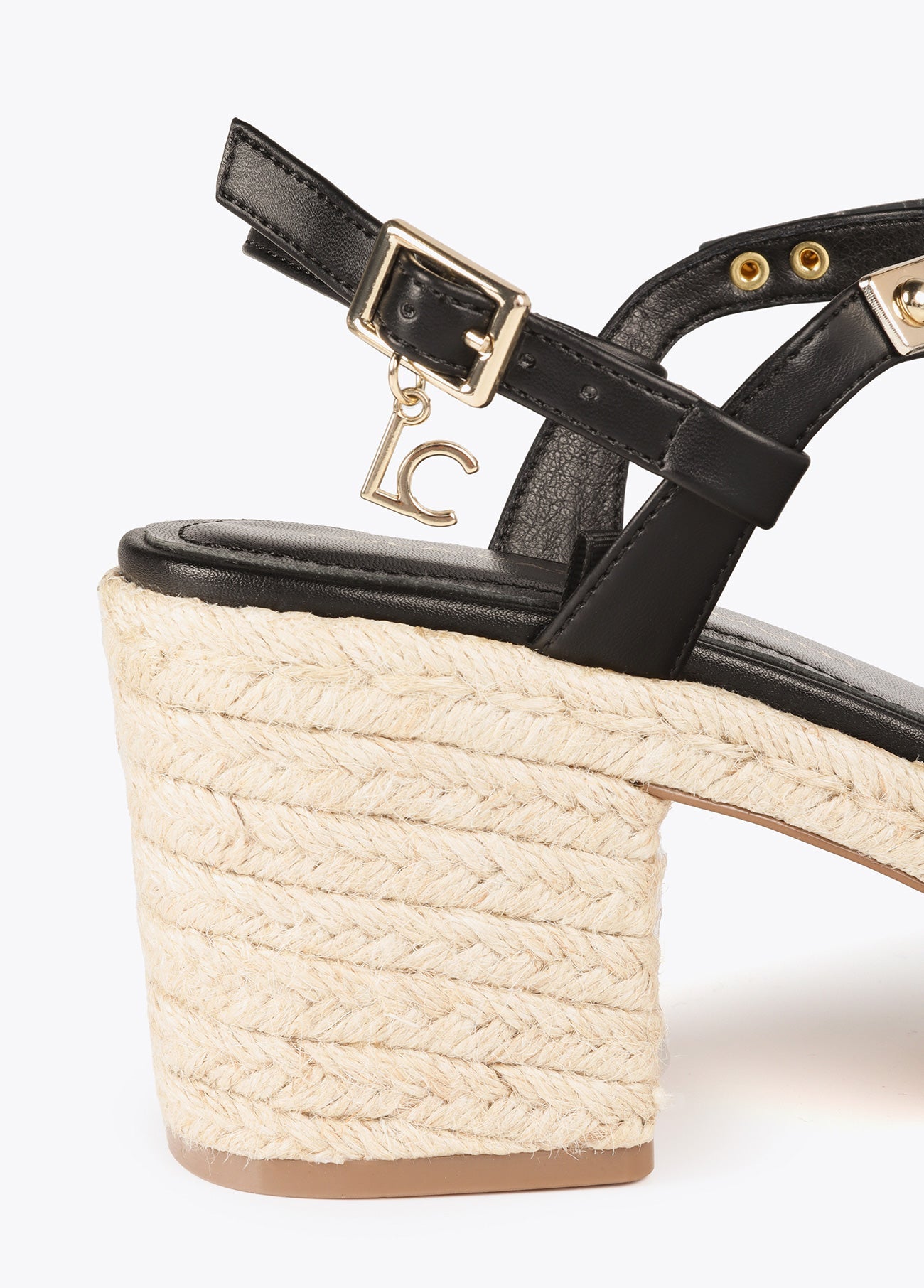 Esparto high-heel sandals with metallic detail