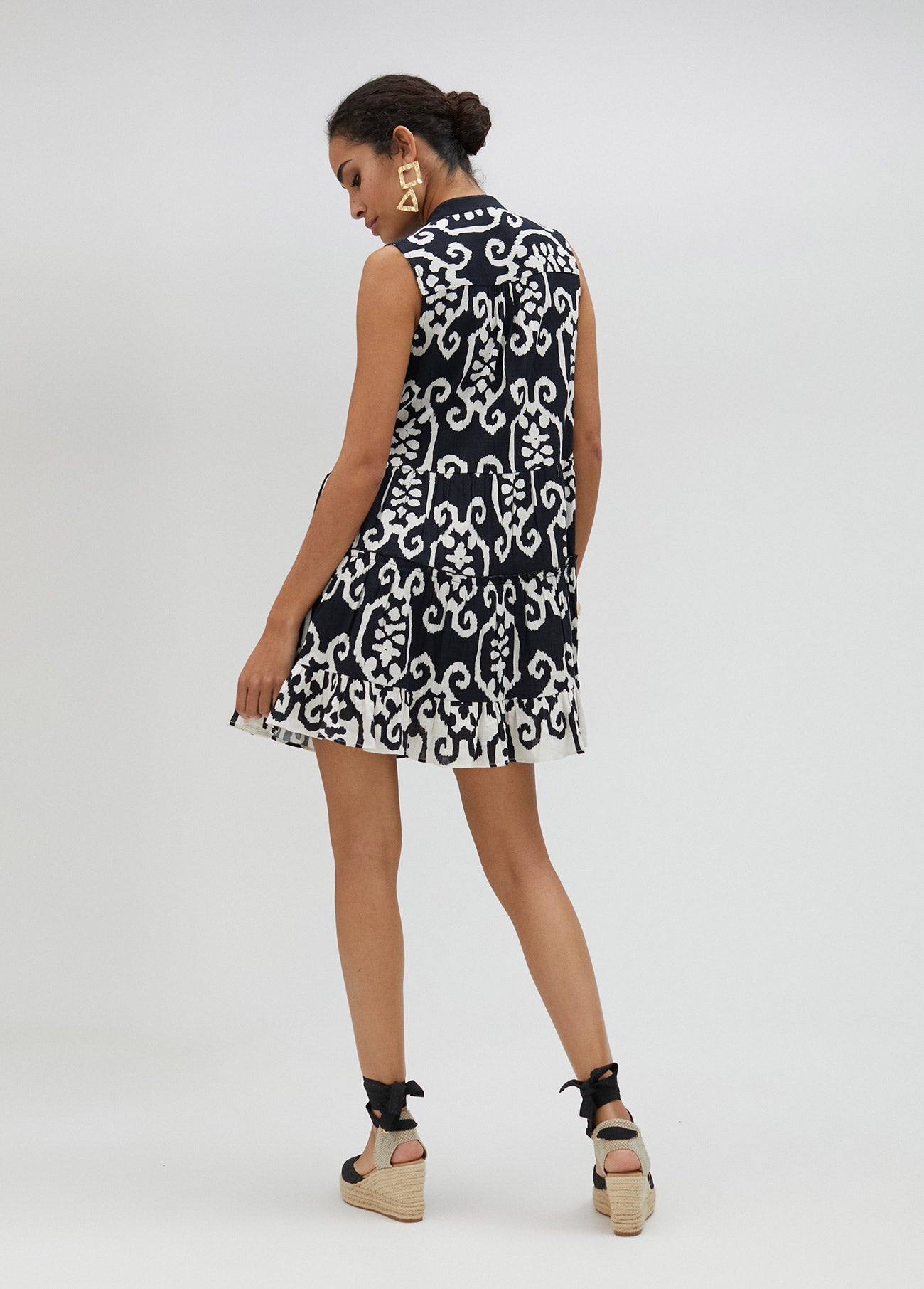 Black and white Kurta with ruffles