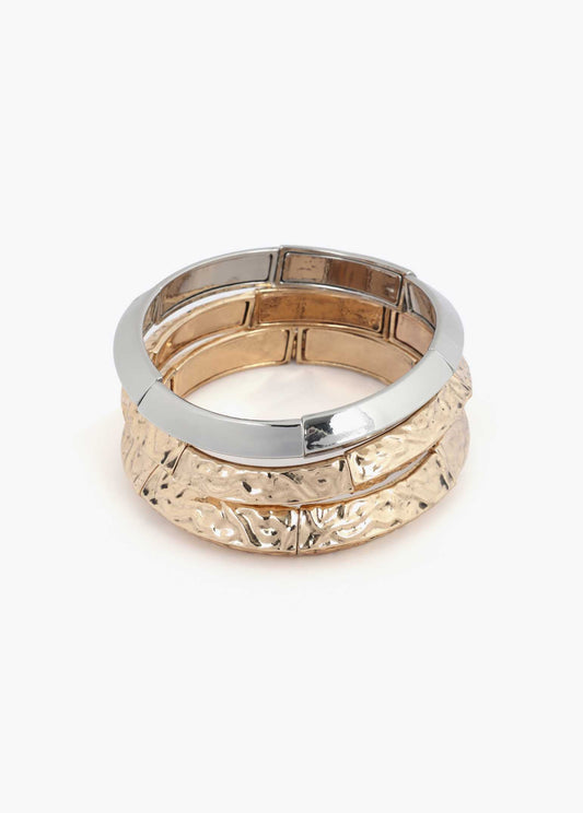 Bicolor Texture Elastic Bracelets Set