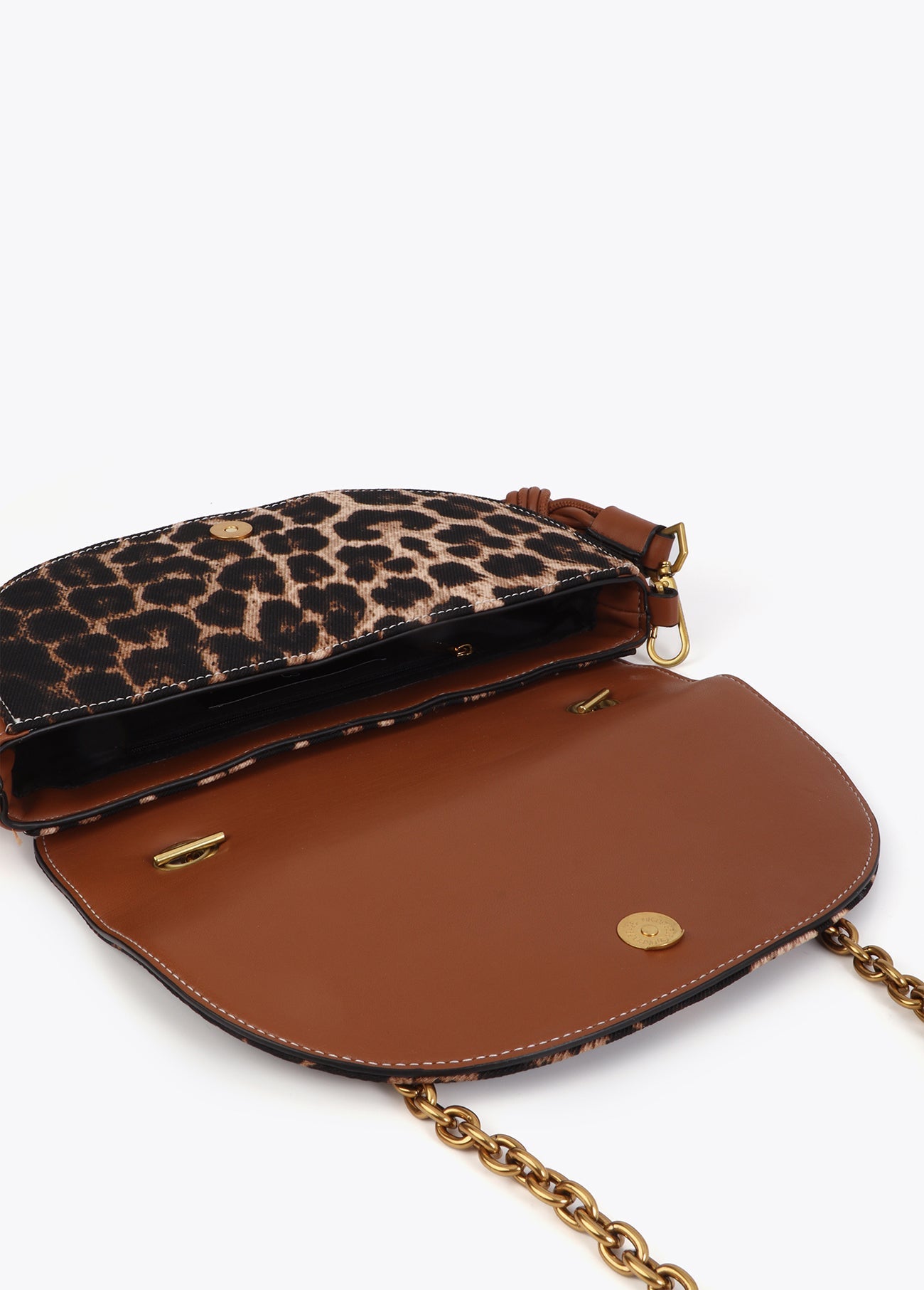 Leopard Half Moon Bag with Faux Leather Effect