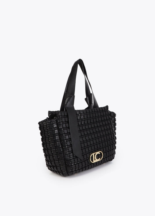 Braided Material Bag with Metallic Bow