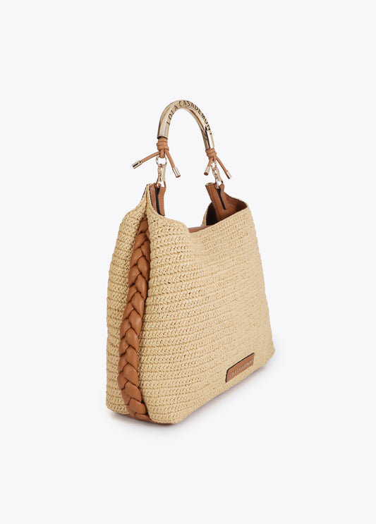 Shopper Bag Combined Rattan Effect with Die-Cut Handle Logo