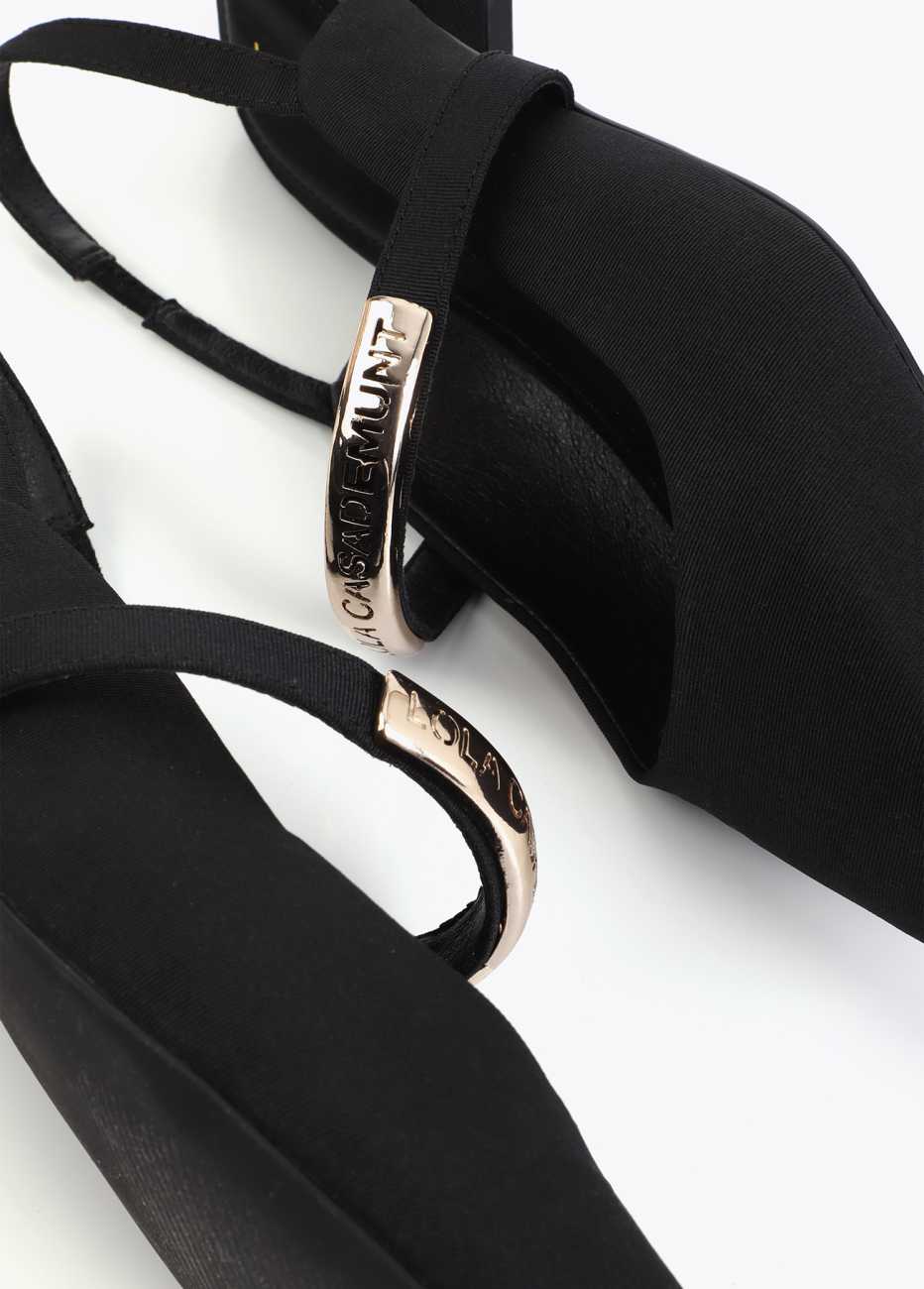 Flat Shoe in Grosgrain Fabric with Logo Detail