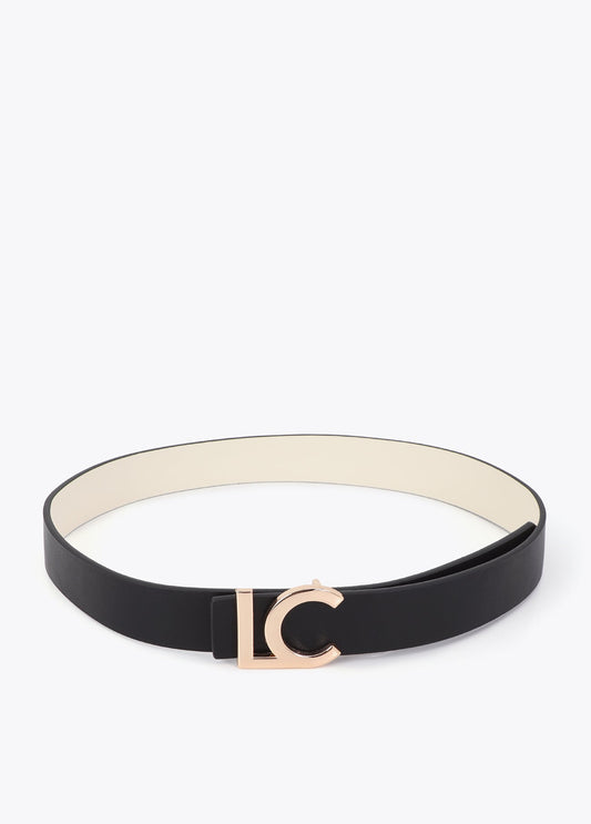 LS2606016-Reversible belt with LC buckle, bicolor ecru–black-Ecru-Black