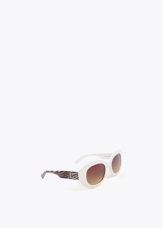 Round Shaped Sunglasses with Leopard Logo