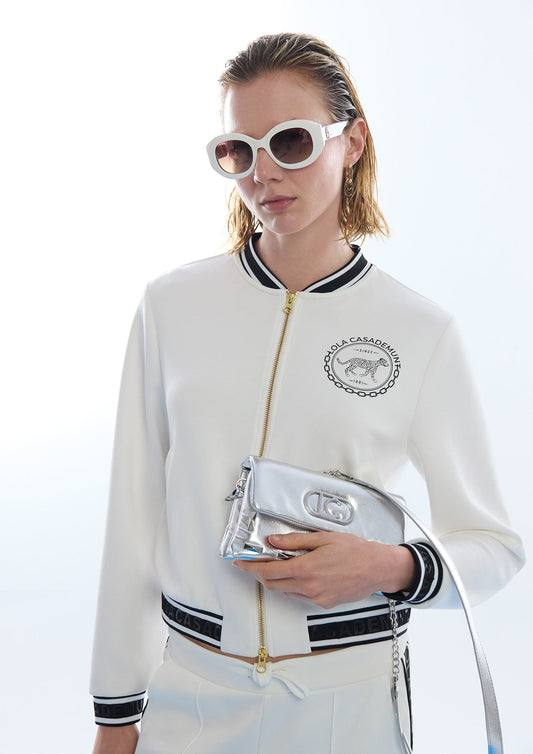 Bomber Scuba with Ribbon Detail and Back Print
