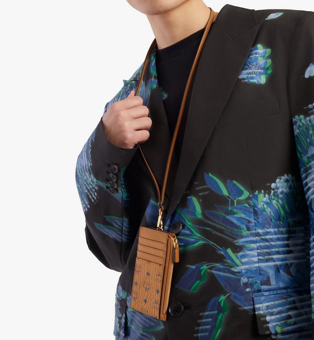 MXZAAVI08CO001-Lanyard Card Holder in Visetos Original|COGNAC