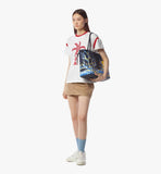 MWPFSLR01VC001-Liz Shopper in Cubic Coral Visetos|NAVY BLAZER